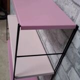 Pink metal string shelf, 2 tones, black uprights. 47x49x16 t1960 70.