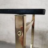 Side Table 1970s smoked glass/gold/wheels