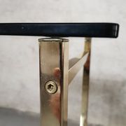 Side Table 1970s smoked glass/gold/wheels