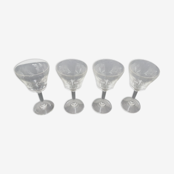 4 old chiseled table glasses