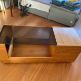 Danish bar coffee table in solid teak and smoked glass from the 50s and 60s