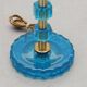 Nybro Armaturfabrik Lamp Blue Cast Glass and Brass Signed Sweden 1960