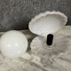 Vintage enameled ceramic table lamp in the shape of an open shell
