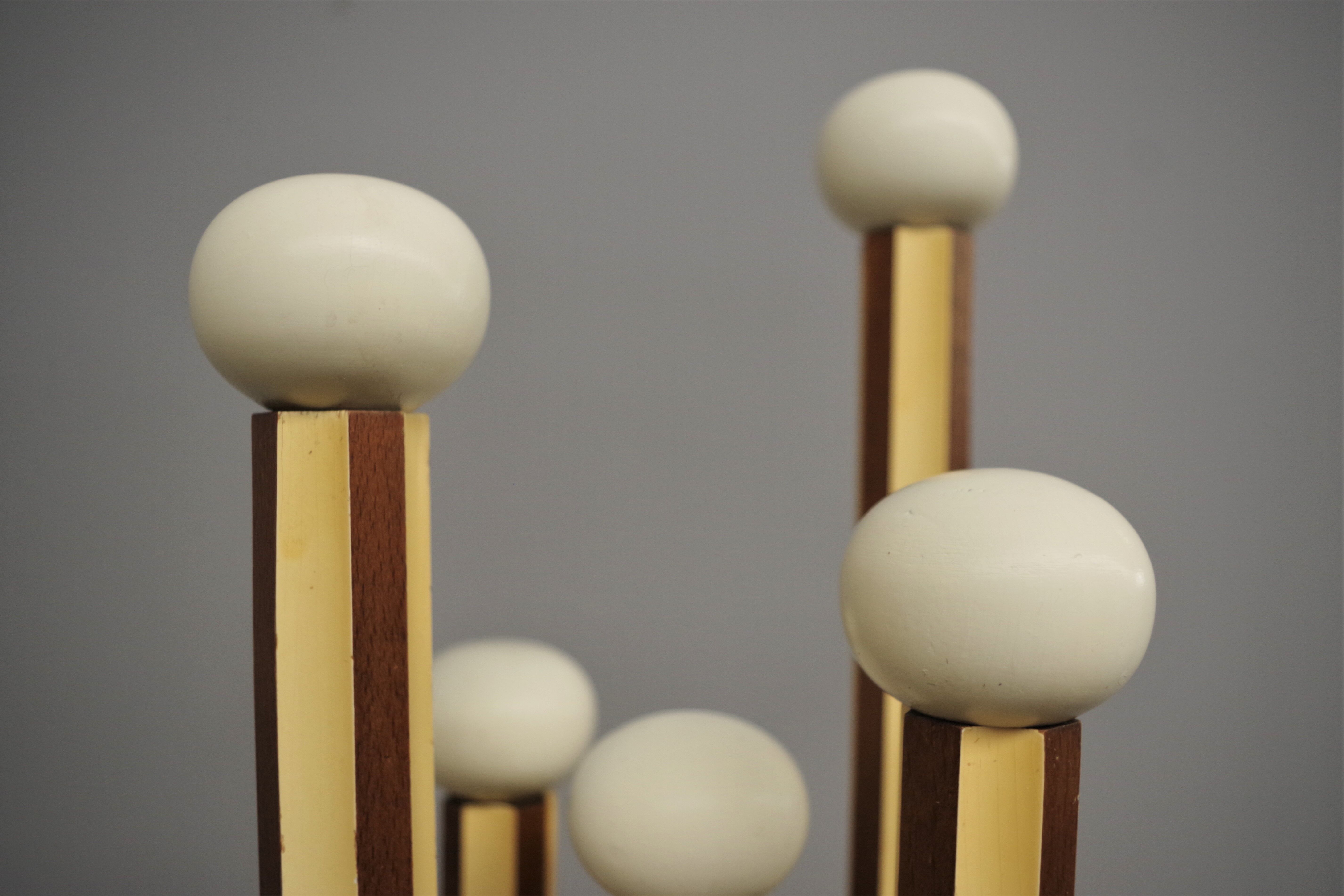 Wooden column coat rack  1965