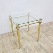 Side table, gold-tone brass, clear glass, France, 1960s.