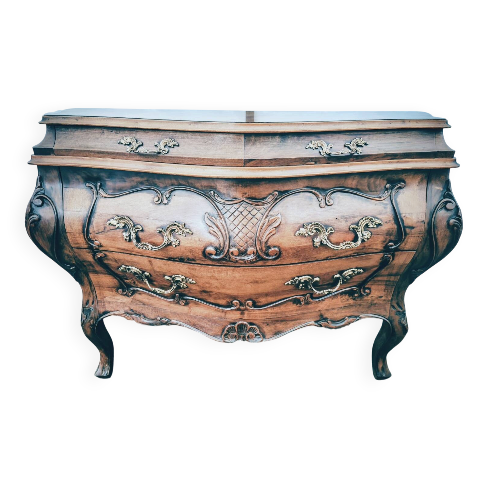 Tomb-style commode in walnut, Louis XV style