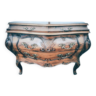 Tomb-style commode in Louis XV walnut
