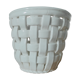 Cache pot crème en faïence tressée