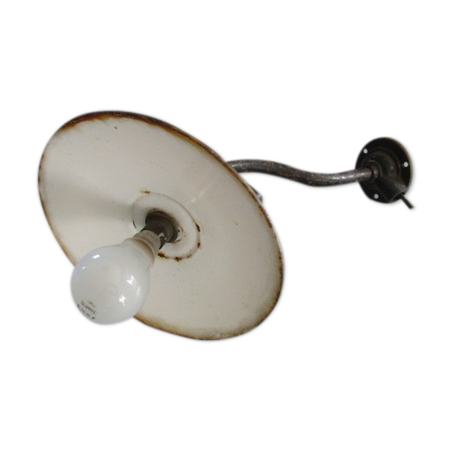 Old outdoor lamp-gooseneck and enamelled sheet metal