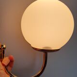 White opaline wall lamp, gilded metal - Italy (80s)