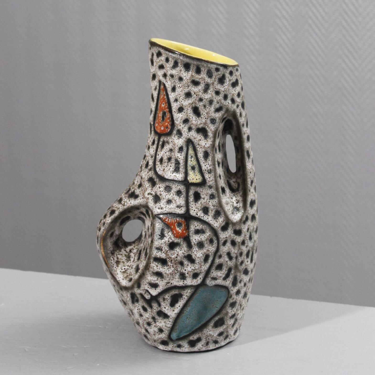 Marius Bessone in Vallauris large free-form vase with abstract decoration 1950s
