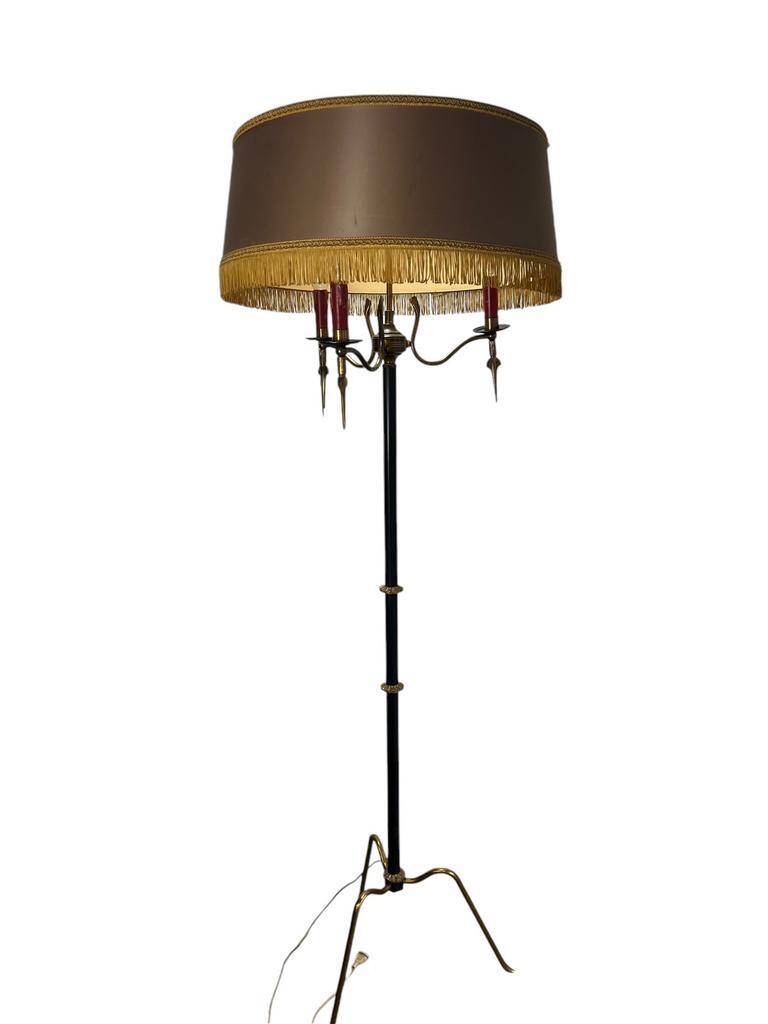 Vintage "gold" floor lamp with fringes b 55 h 160