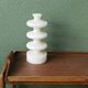70s designer lamp base, twisted white marble