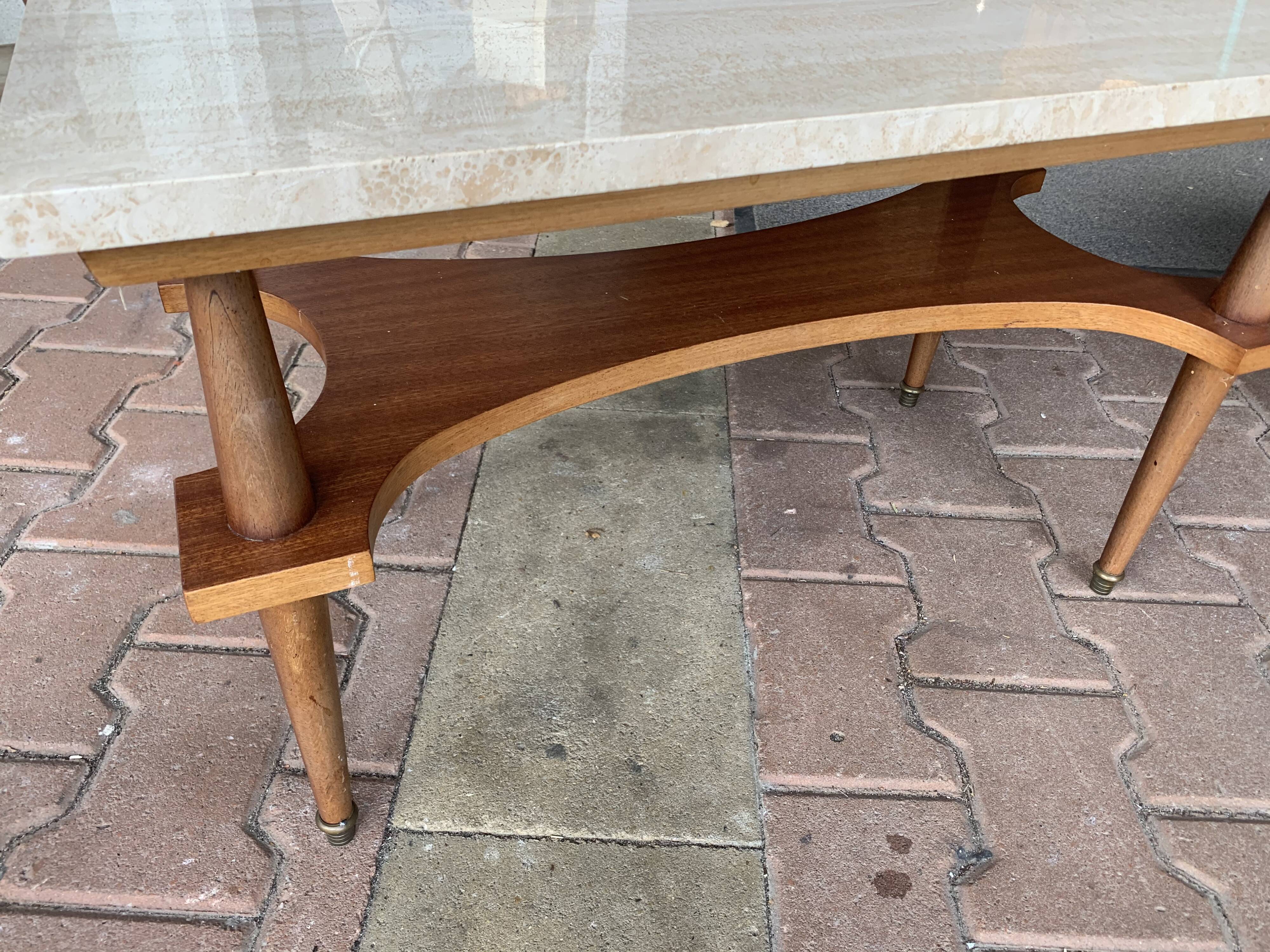 Marble and wood coffee table