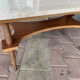 Marble and wood coffee table