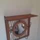 Rattan wall-mounted coat rack with mirror