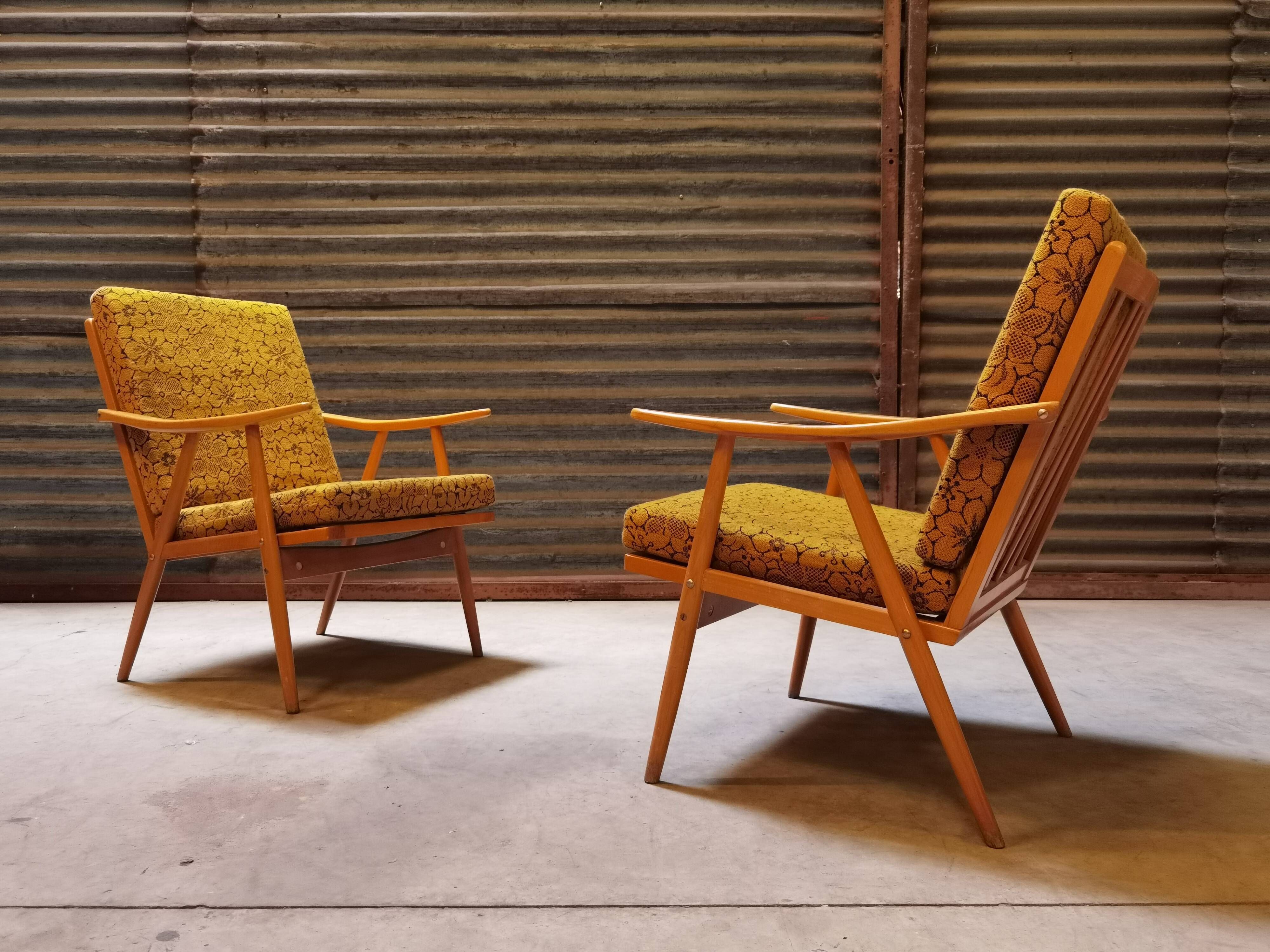 Pair of armchairs Ton Bystřice model Boomerang by Antonin Suman 1960