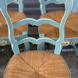 Set of 5 painted mulched chairs