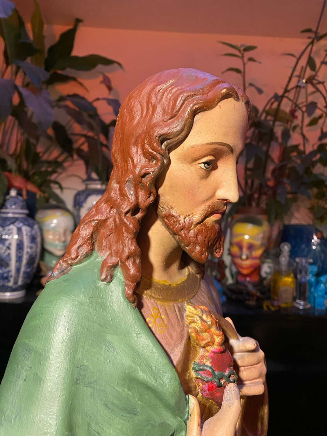 Large polychrome plaster statue of Jesus Christ