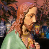 Large polychrome plaster statue of Jesus Christ