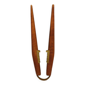 Solid teak nutcracker with brass fittings. Danish Design, estimated 1950-60s.