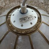 Suspension abat jour ancien en nacre et laiton