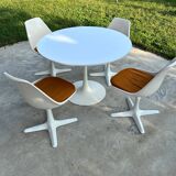 Arkana tulip table and chair set by Maurice Bruke