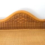 Vintage 80s rattan bedside table