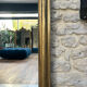 Gold leaf mirror with pediments, 219/131cm, overmantel.