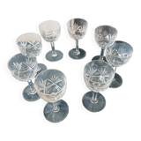 8 cut crystal aperitif glasses from Lorraine