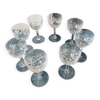 8 cut crystal aperitif glasses from Lorraine