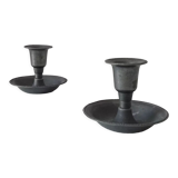 Pair of antique pewter candle holders