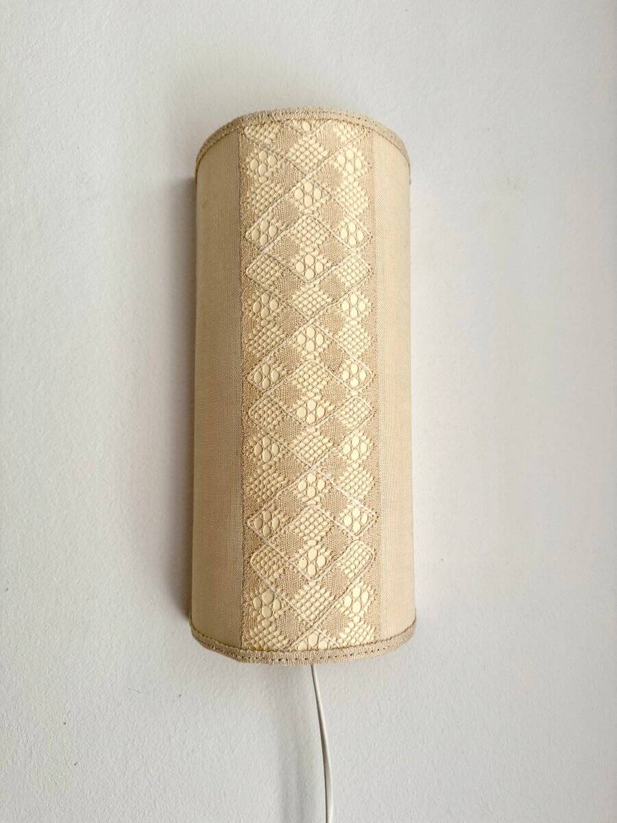Vintage Swedish textile wall lamps, set of 2