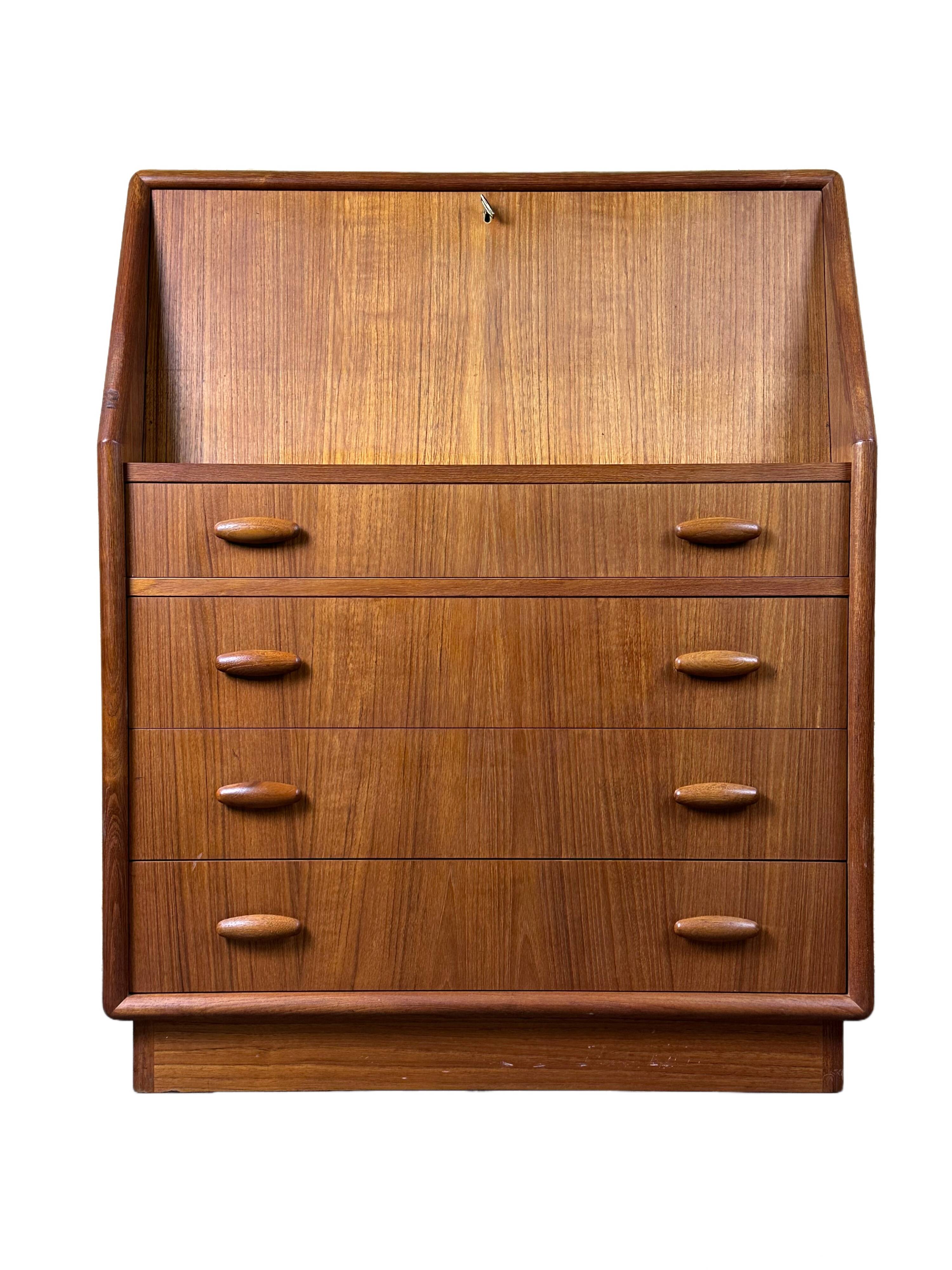 60s 70s teak secretary chest of drawers Danish Modern by Dyrlund Denmark