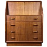 60s 70s teak secretary chest of drawers Danish Modern by Dyrlund Denmark