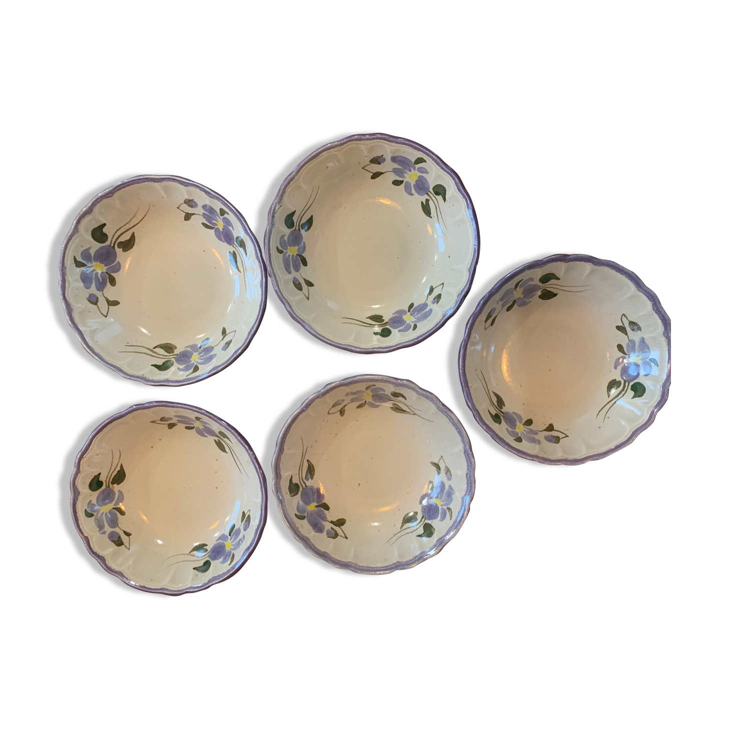 Assiettes creuses Salins France fleurs