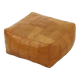 Mid-Century Patchwork Cognac Leather Pouf, 1970s