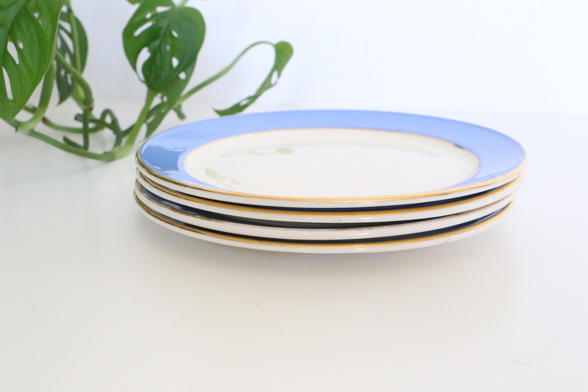 Set of 4 blue dessert plates Orleans Villeroy and Boch, vintage