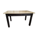 Table de ferme, à manger, chêne et pin patiné noir et jaune pale