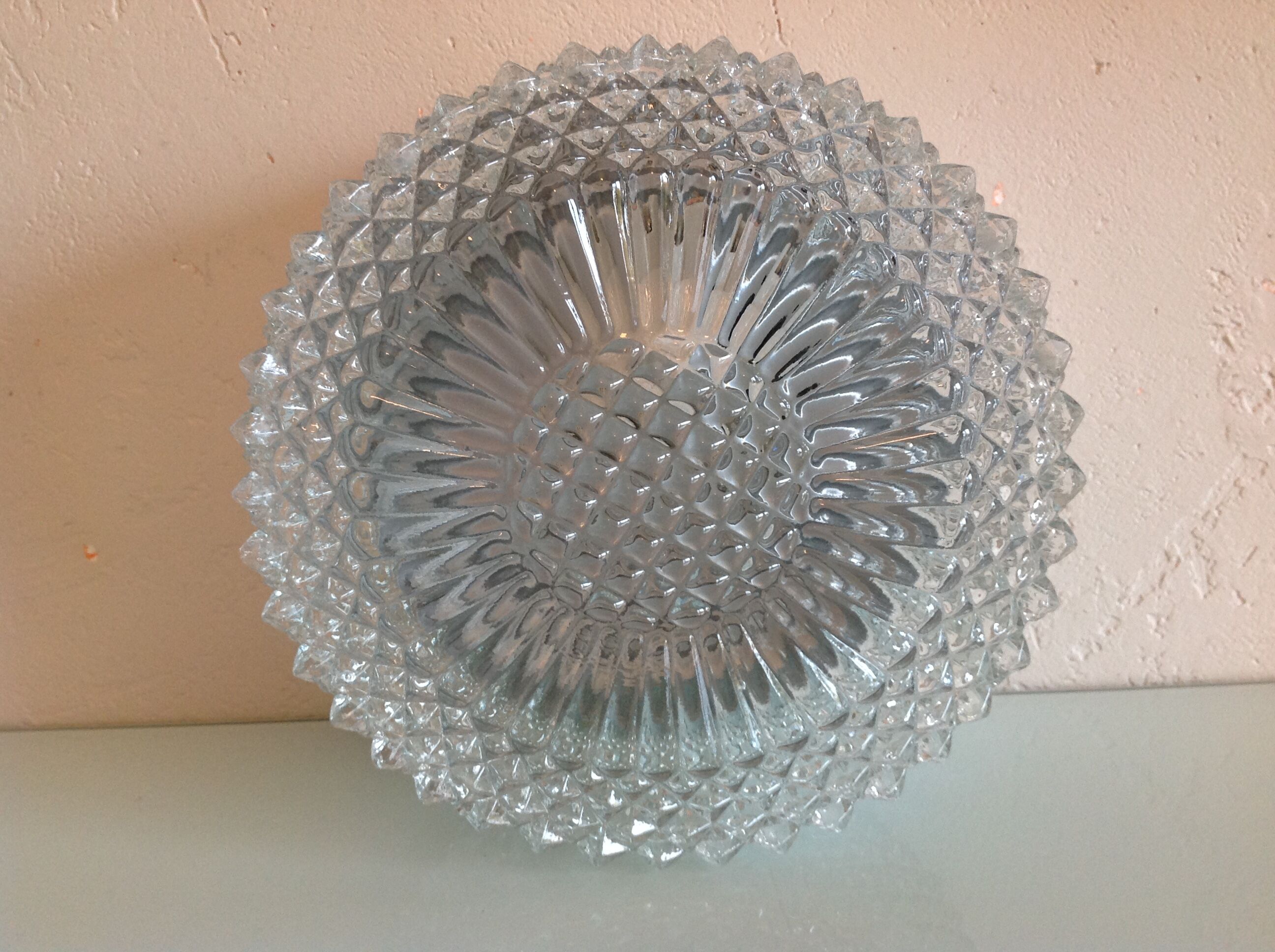 Plafonnier rond pointes de diamant / vintage années 60-70