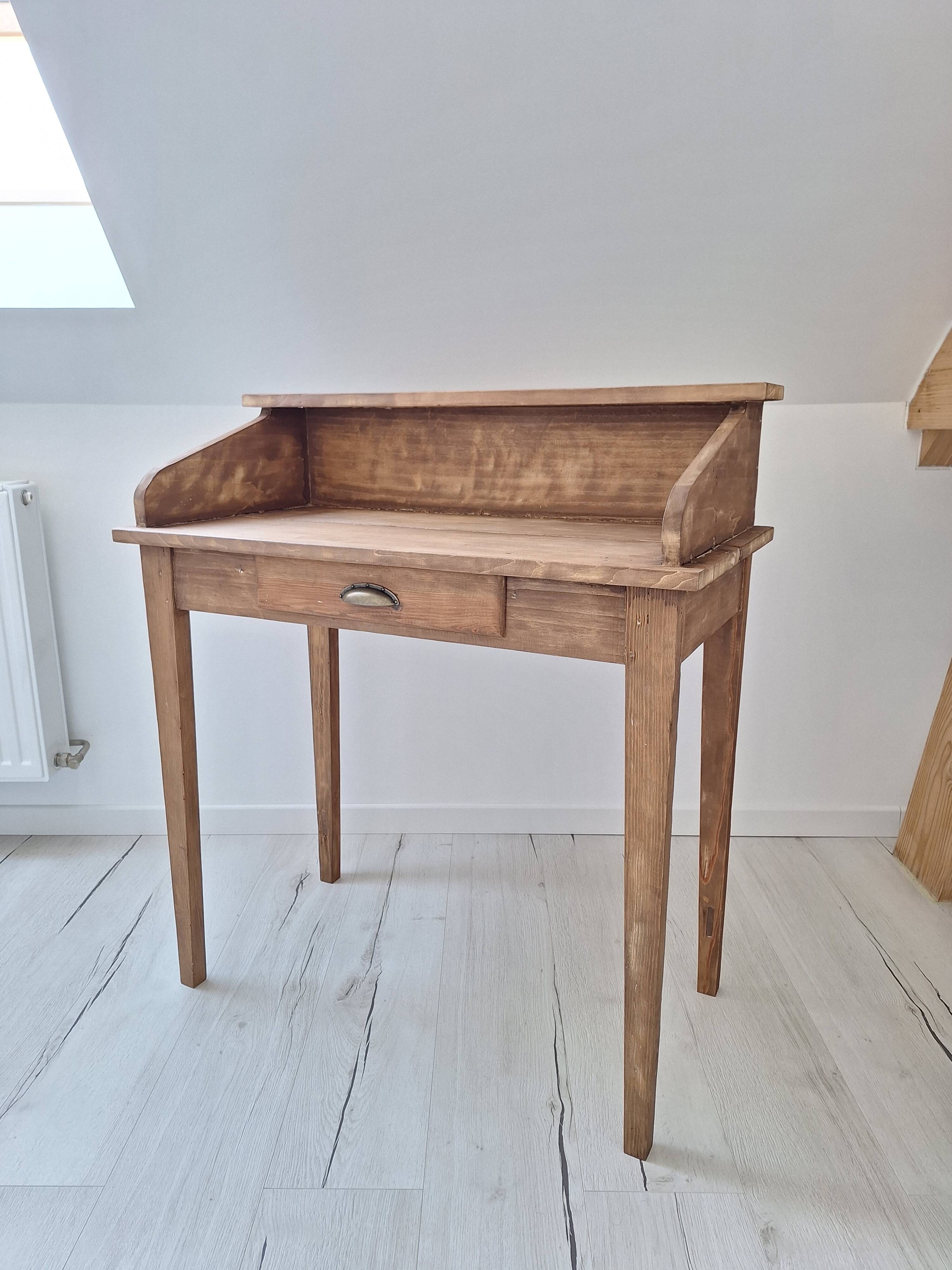 Solid wood tiered desk in a country style