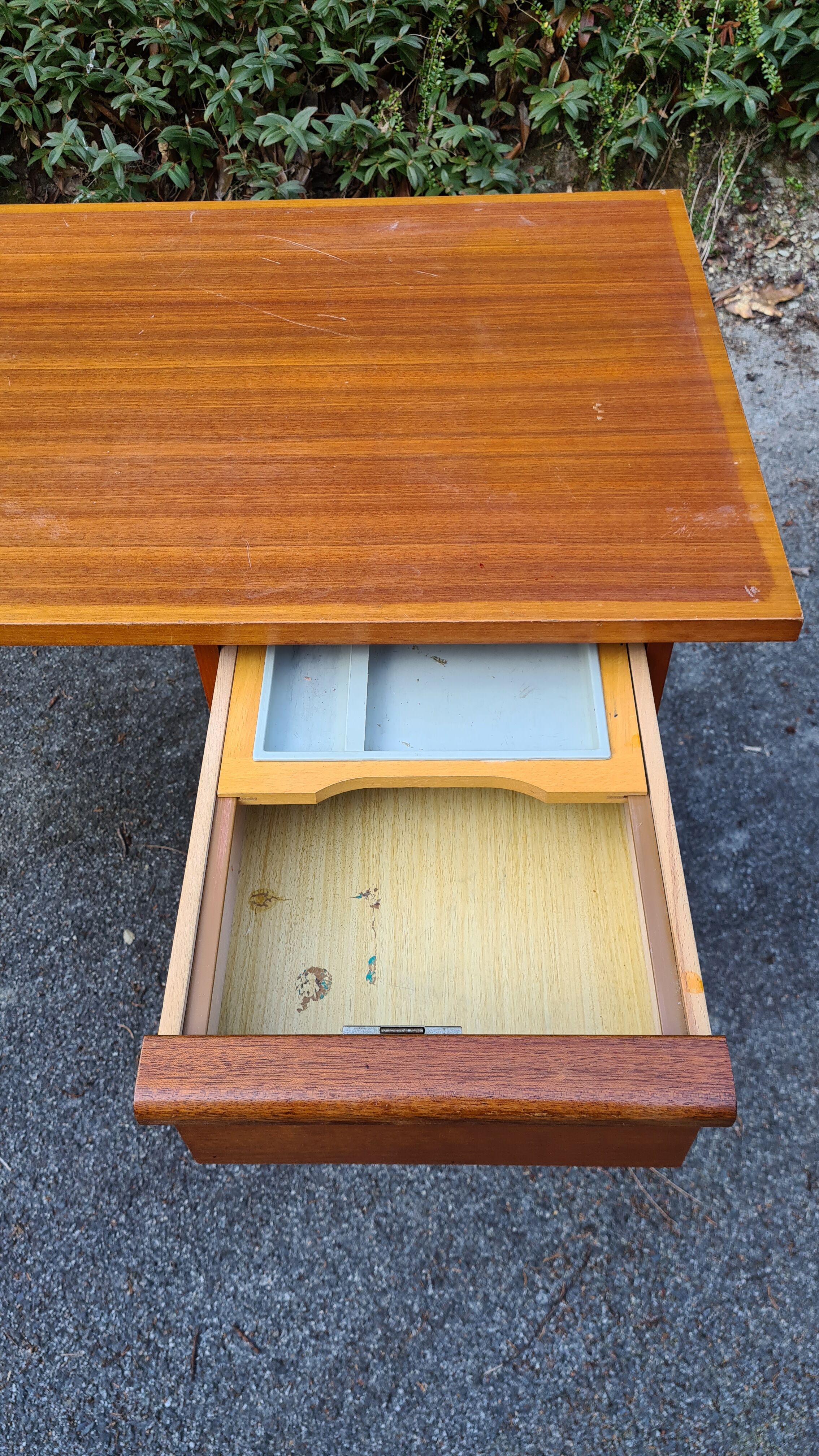 Wooden desk compass feet 60s