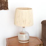 Lampe Grès du Marais, raffia lampshade, 60s