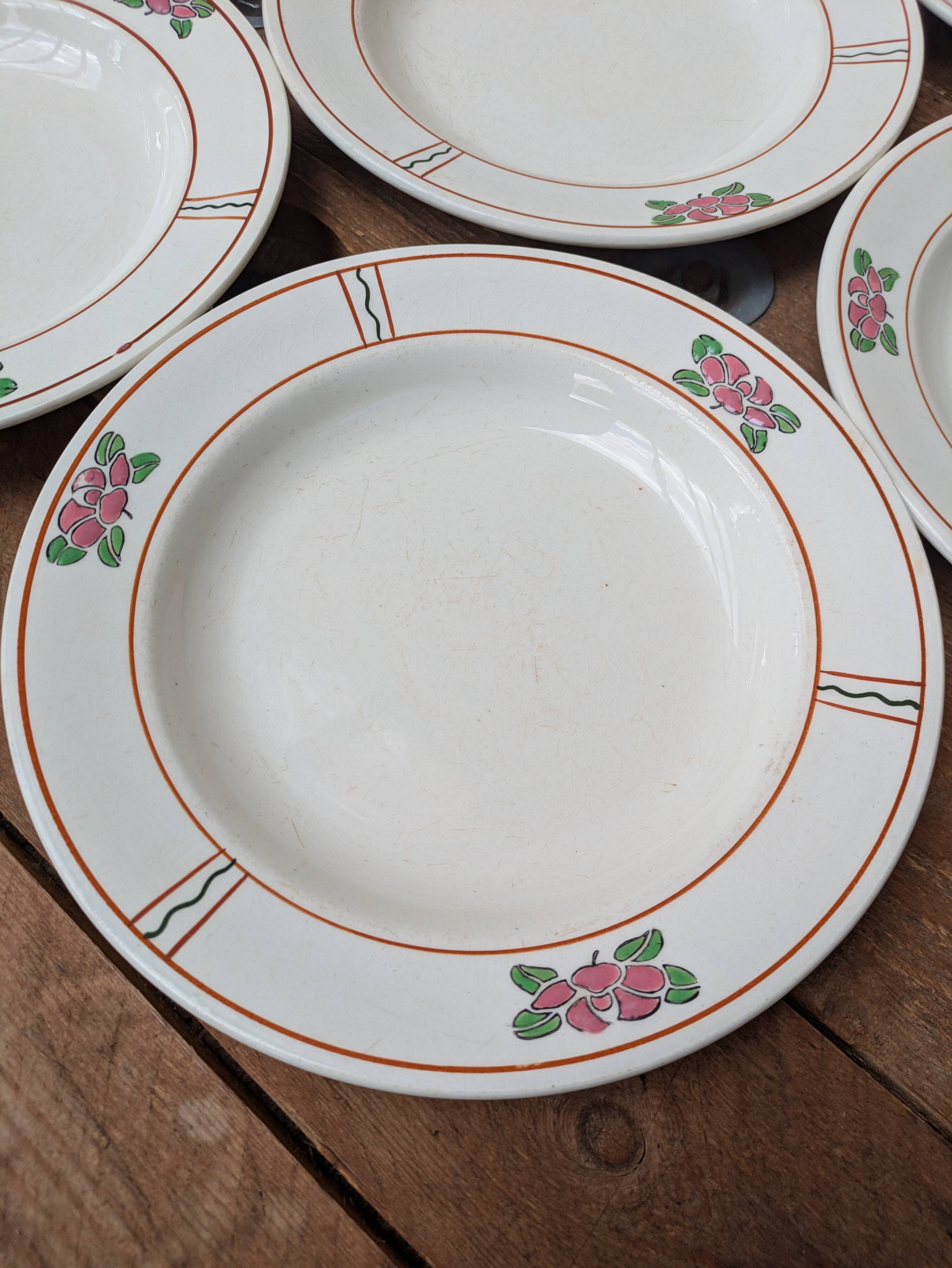 7 old deep plates in Salins earthenware model Nénuphar 24.5cm
