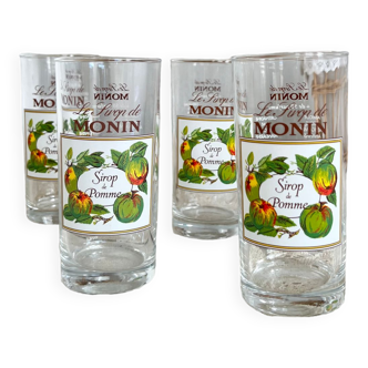 Set of 4 rare vintage french syrup glasses monin pomme