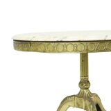 Table basse, d'appoint ronde en marbre et laiton