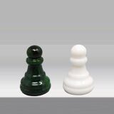 1970s Italian Volterra Alabaster Chess Set in Rare Forest Green and White