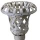 Cache Pot Flower Vase Old Metal White Garden Decoration India 28x38cm 4.6kg
