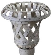Cache Pot Flower Vase Old Metal White Garden Decoration India 28x38cm 4.6kg
