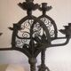 Pair of wrought iron candelabras. Mid-twentieth century.